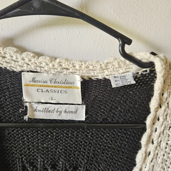 Marisa Christina Black Cardigan with Floral Embroidery Hand Knit - Picture 5 of 5